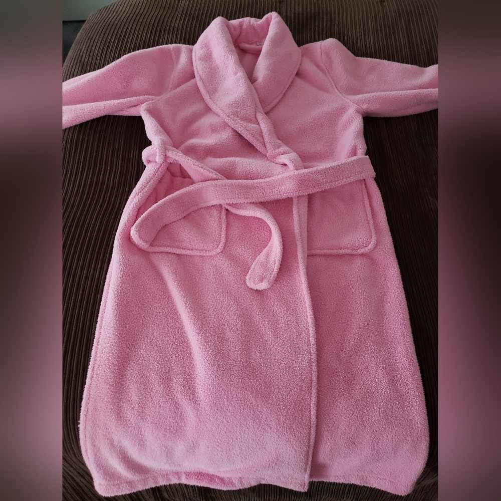 Vintage PINK super plush midi length bubblegum pink wrap Robe large